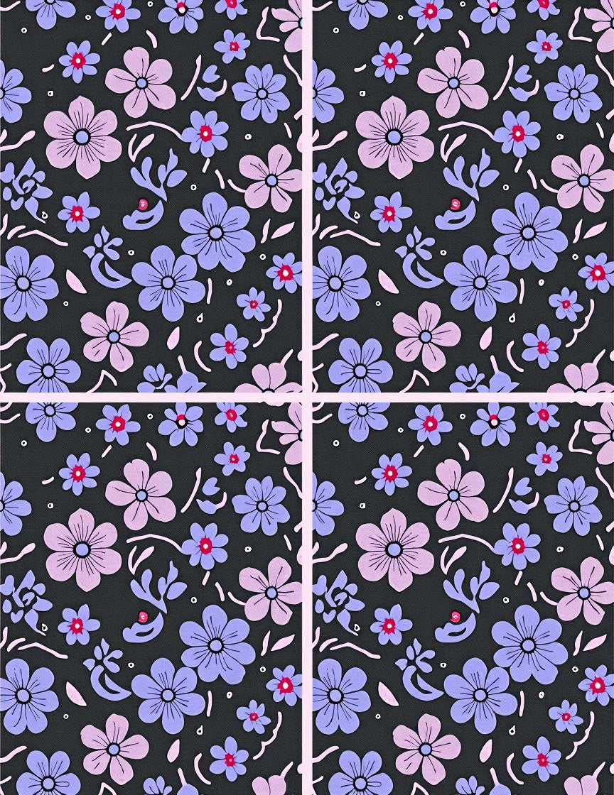 Dark Floral Meadow Bloom Rug