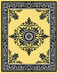 Black Floral Medallion Yellow Border Rug