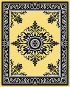 Black Floral Medallion Yellow Border Rug