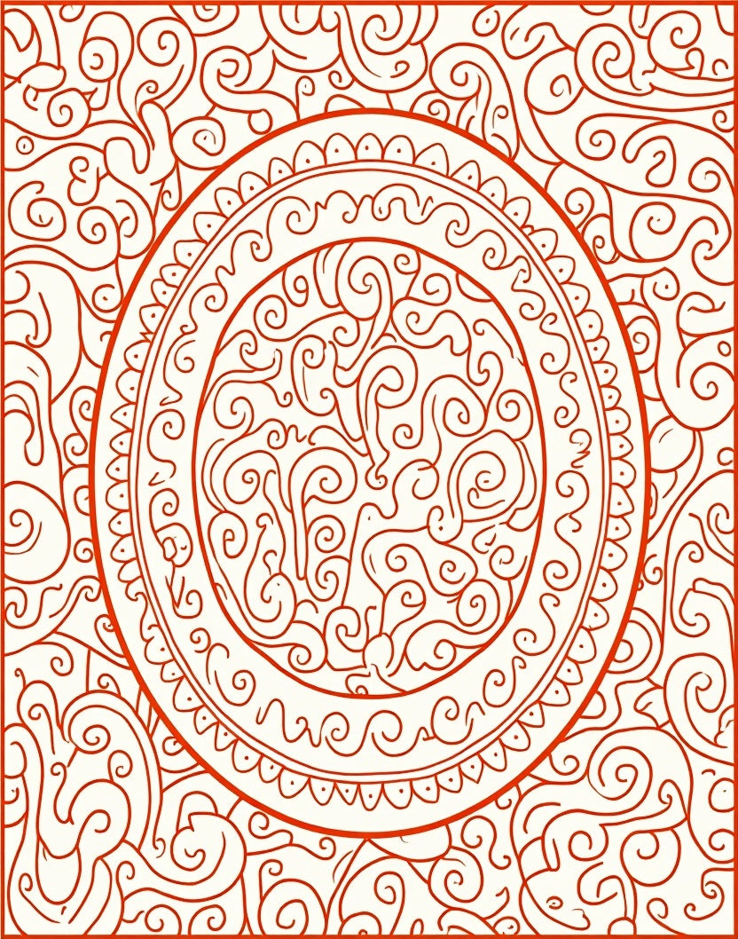 Crimson Swirl Medallion Mandala Rug
