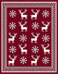 Crimson Reindeer Snowflake Repeating Pattern Rug