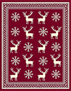 Crimson Reindeer Snowflake Repeating Pattern Rug