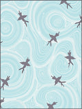 Sky Blue Swallows Swirling Waves Rug