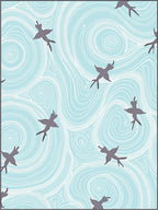 Sky Blue Swallows Swirling Waves Rug