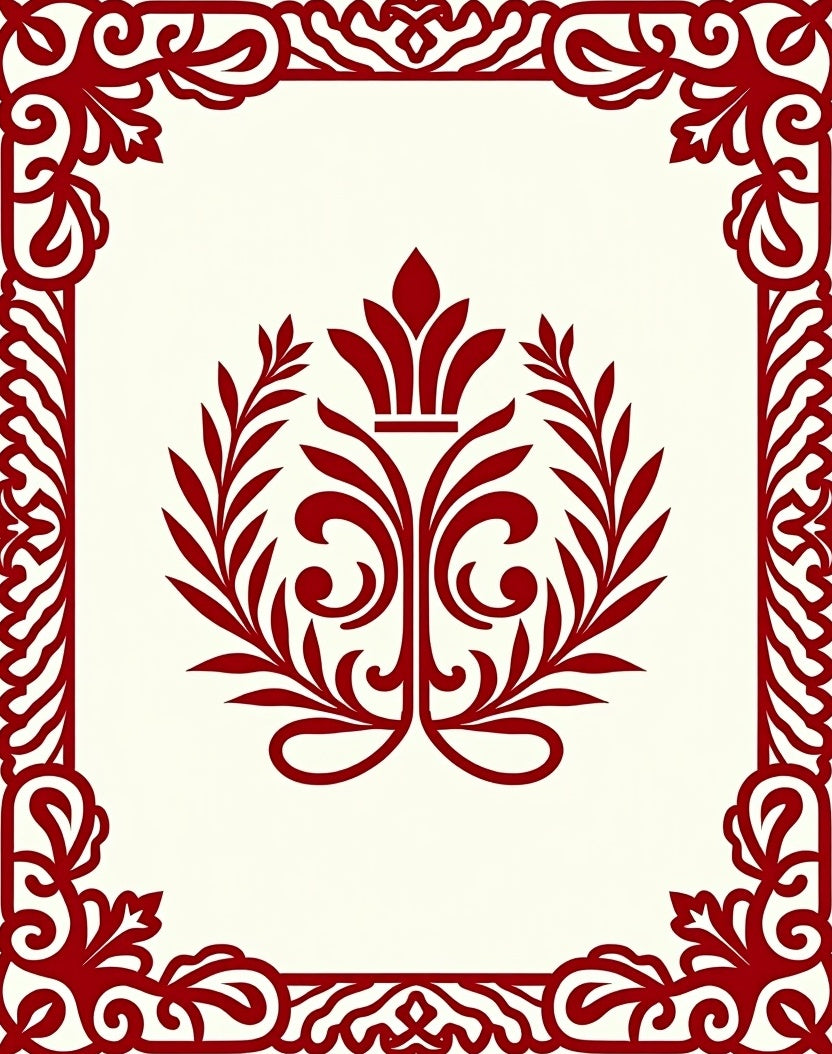 Crimson Victorian Floral Crest Rug