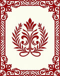 Crimson Victorian Floral Crest Rug