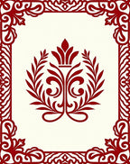 Crimson Victorian Floral Crest Rug