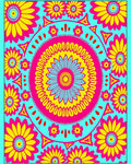 Bright Pink Yellow Floral Mandala Rug