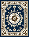 Regal Navy Cream Brown Medallion Rug