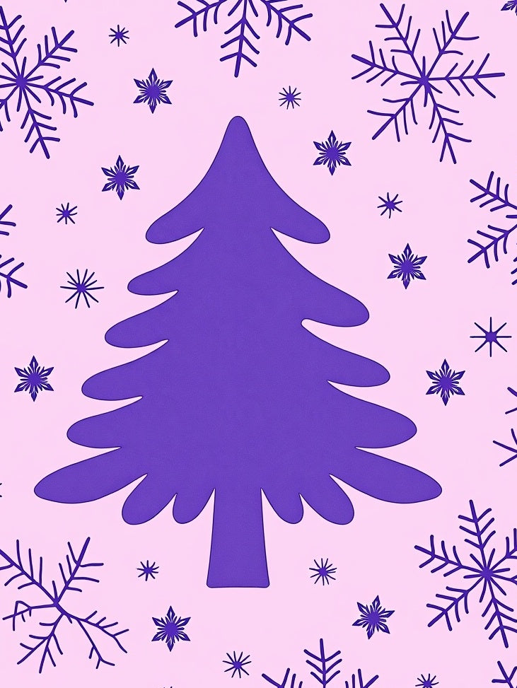 Purple Christmas Tree Snowflakes Rug