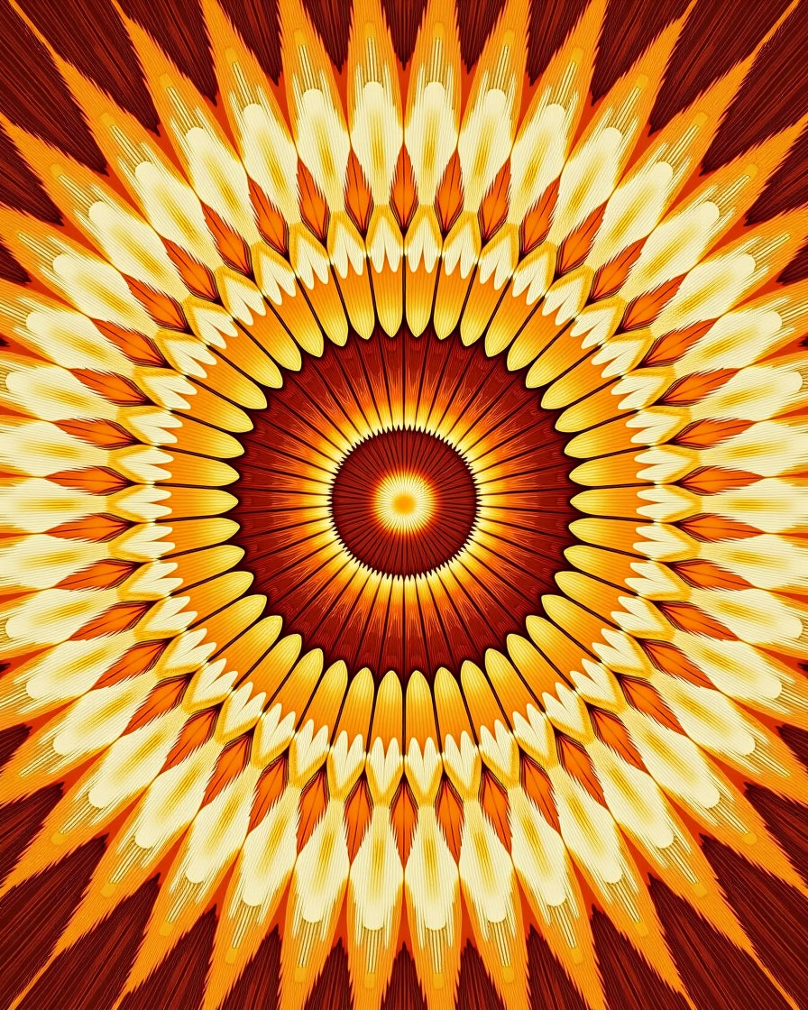 Warm Orange Burst Mandala Rug