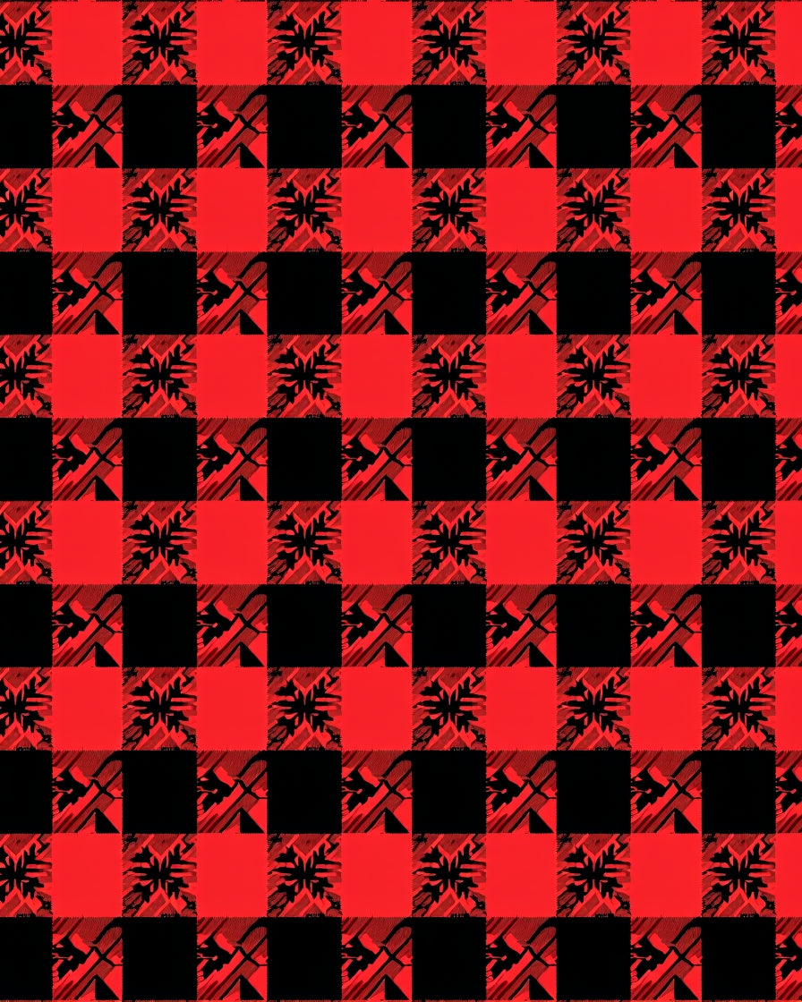 Rustic Red Black Buffalo Check Leaf Rug