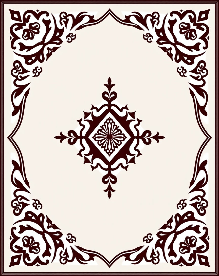 Deep Red Floral Border Medallion Rug