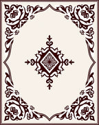 Deep Red Floral Border Medallion Rug