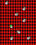Red Black Houndstooth Snowman Crew Rug