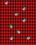 Red Black Houndstooth Snowman Crew Rug