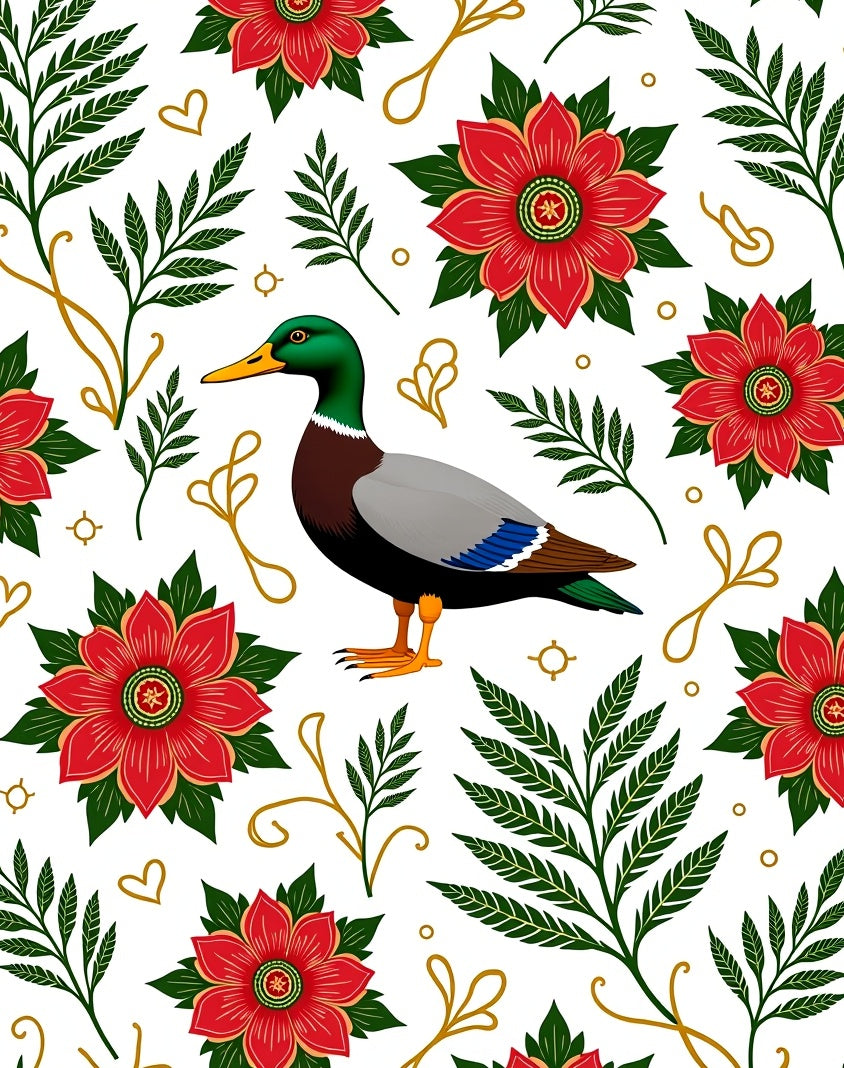 Vibrant Red Floral Mallard Countryside Rug