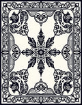 Ornate Black Floral Medallion Border Rug