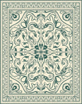 Art Nouveau Teal Floral Scroll Meadow Rug
