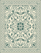 Art Nouveau Teal Floral Scroll Meadow Rug