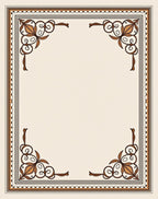 Brown Floral Scroll Border Rug