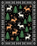 Forest Deer and Snowflakes Border Rug