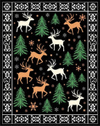 Forest Deer and Snowflakes Border Rug