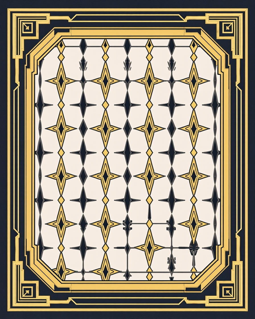 Art Deco Geometric Starburst Arrangement Rug