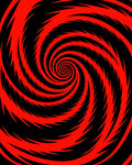 Vibrant Red Black Spiral Vortex Rug