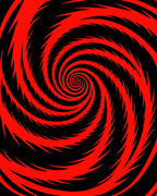 Vibrant Red Black Spiral Vortex Rug