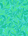 Vibrant Teal Leafy Branch Swirl Rug