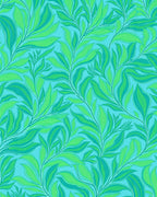 Vibrant Teal Leafy Branch Swirl Rug