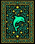 Aqua Dolphin Swirling Starburst Border Rug