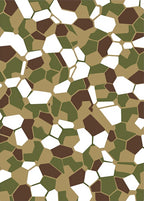 Camouflage Green Brown White Geometric Shapes Rug