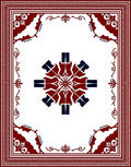 Deep Red Navy Symmetrical Floral Rug