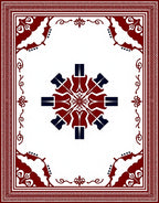 Deep Red Navy Symmetrical Floral Rug