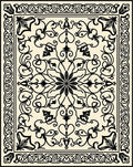 Classic Black Ivory Floral Scroll Rug