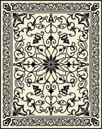 Classic Black Ivory Floral Scroll Rug