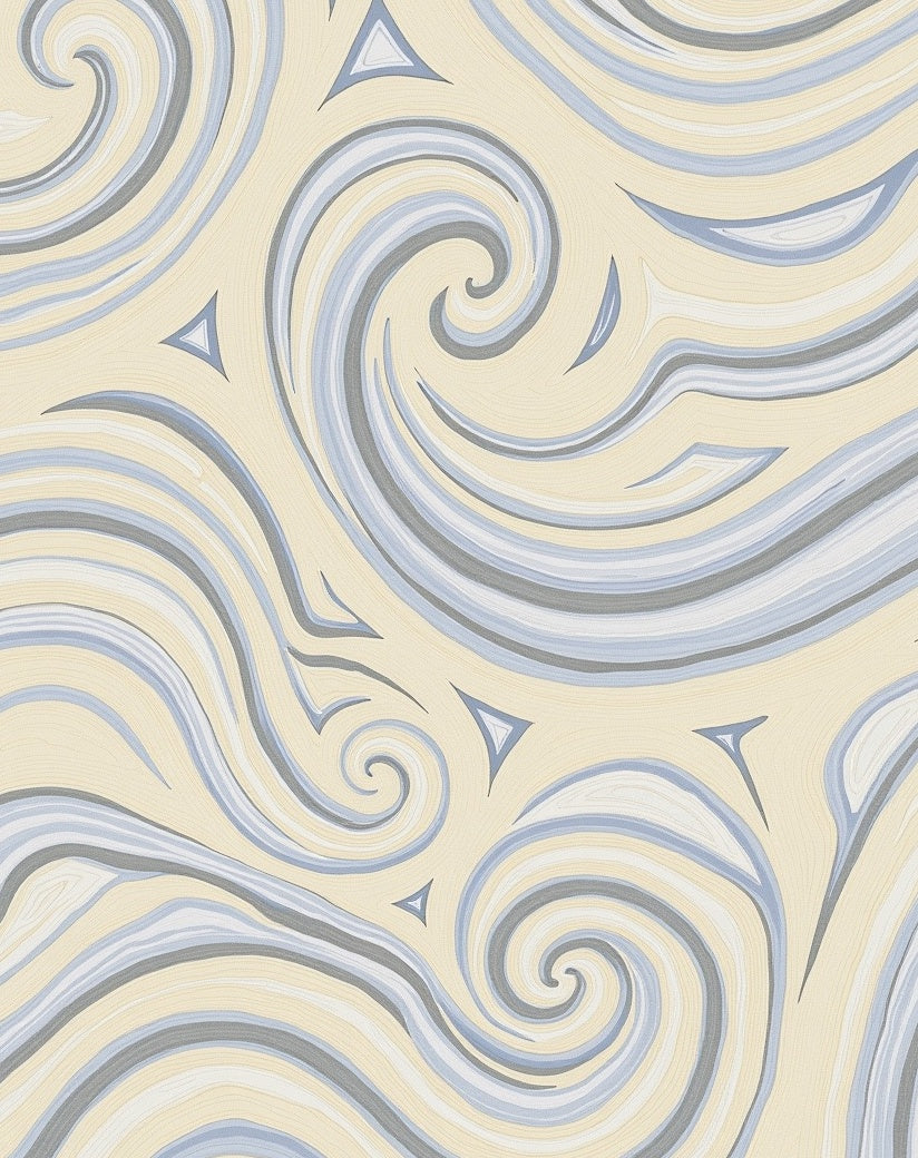 Pale Yellow Swirl Triangles Abstract Rug