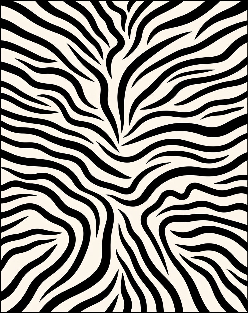 Bold Black White Zebra Print Rug