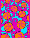 Vibrant Orange Basketball Splatter Rug