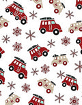Festive Red Camper Snowflakes Repeating Rug