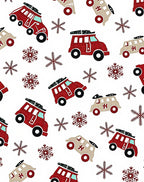 Festive Red Camper Snowflakes Repeating Rug