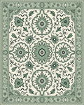 Sage Green Floral Medallion Tapestry Rug