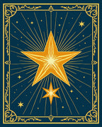 Golden Starburst Celestial Frame Rug