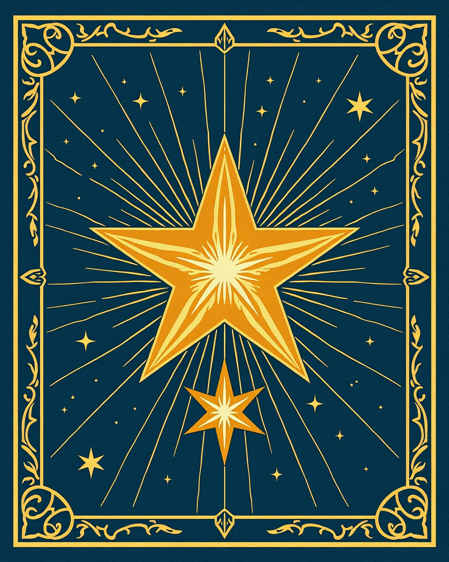 Golden Starburst Celestial Frame Rug