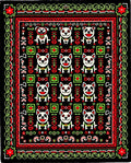 Whimsical Red Green Dog Repeat Rug