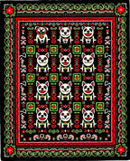 Whimsical Red Green Dog Repeat Rug