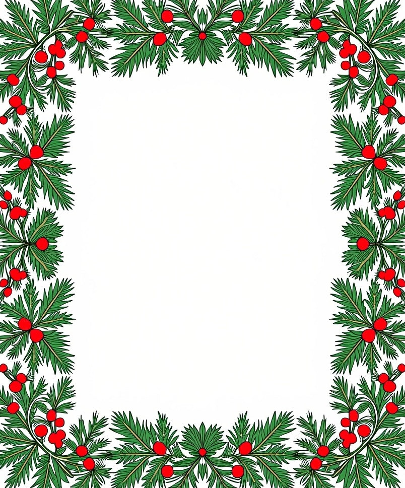 Green Pine Berry Border Rug