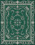 Emerald Green Ivory Floral Border Rug